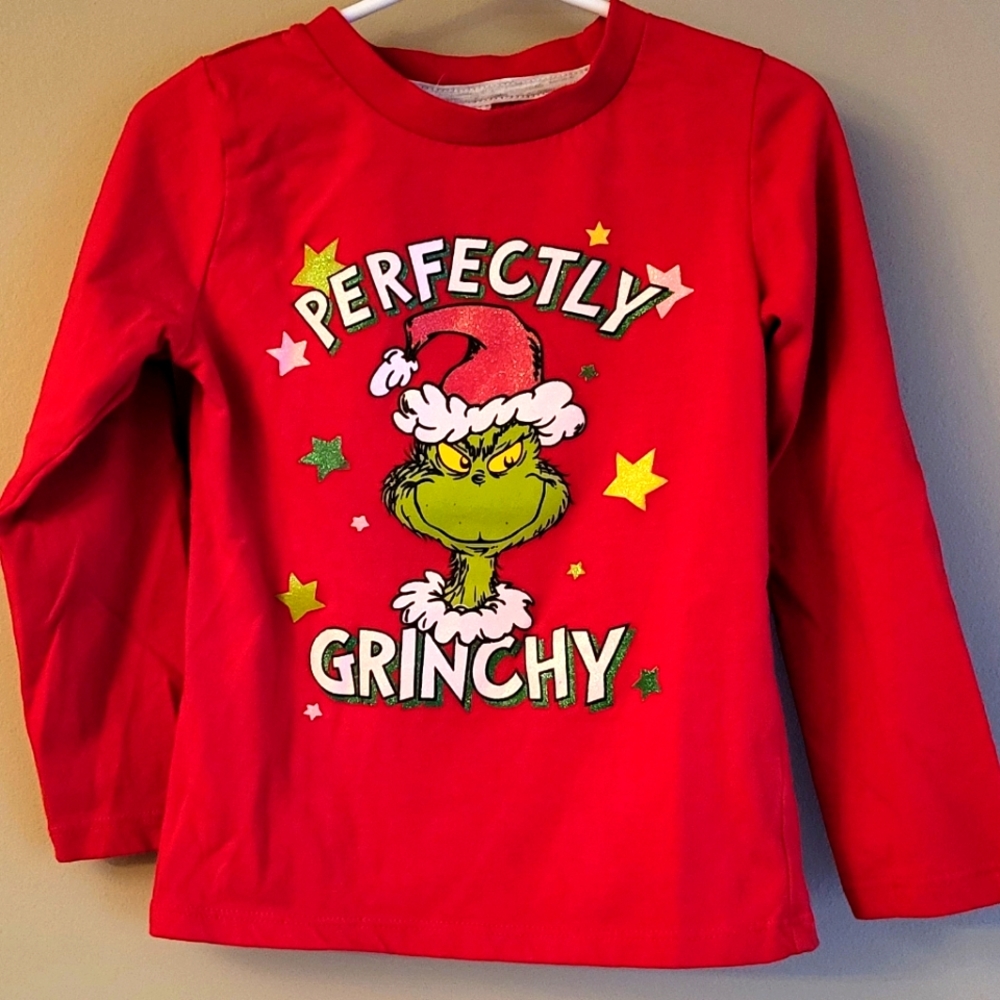 "Perfectly Grinchy" red long sleeved holiday tee shirt